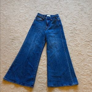 Frame Denim Wide-Leg Blue Jeans - La Palazzo Crop